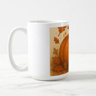 Goldene Herbstpumpen und fallende Blätter Kaffeetasse