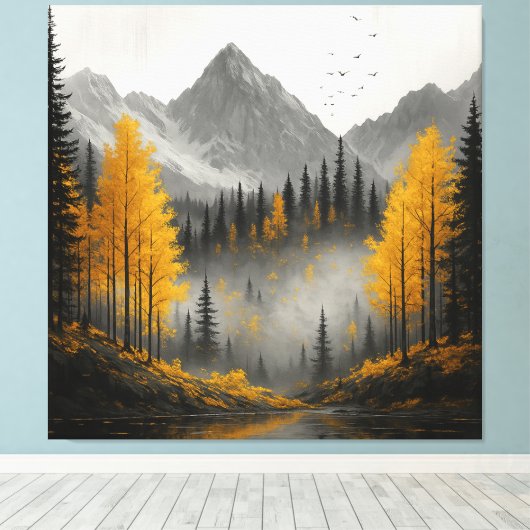 Goldene Herbstreflektionen Leinwanddruck (Insitu (Holzboden))