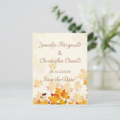 Goldene Herbstunterschiede Save the Date Ankündigungspostkarte (Stehend Vorderseite)