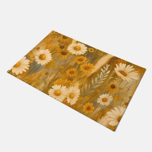 Goldene Herbstwoche Wildblume - Rustikaler Fall Fußmatte (Schrägansicht)