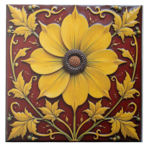 Goldene Herrlichkeit auf Karmesinrot Fliese