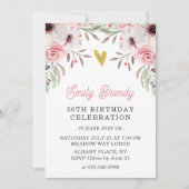 Goldene Herzblüte 50. Geburtstagsparty Einladung (Vorderseite)