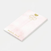 Goldene Herzdekoration Rosa Personalisiert Post-it Klebezettel (angewinkelt)