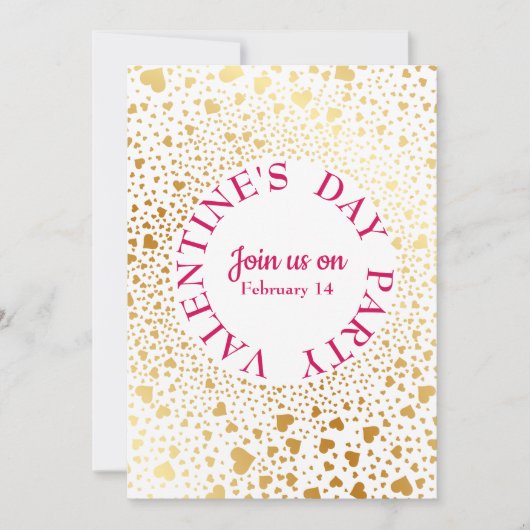 Goldene Herzen 2 Modernes Valentinisches Party Einladung (Vorderseite)