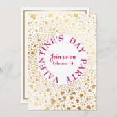Goldene Herzen 2 Modernes Valentinisches Party Einladung (Vorne/Hinten)