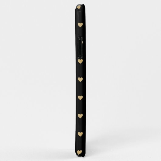Goldene Herzen auf Mit Monogramm Schwarz Case-Mate iPhone Hülle (Hinten/Rechts)