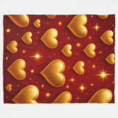 Goldene Herzen auf Rot mit Sternen Fleecedecke (Vorderseite (Horizontal))