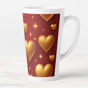 Goldene Herzen auf Rot mit Sternen Milchtasse