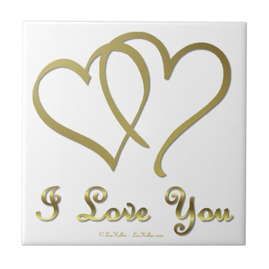 Goldene Herzen bei der Liebe Fliese (Vorderseite)