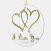 Goldene Herzen bei der Liebe Keramik Ornament (Links)