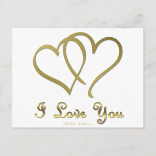 Goldene Herzen bei der Liebe Postkarte