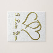 Goldene Herzen bei der Liebe Puzzle (Horizontal)