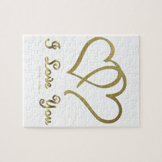 Goldene Herzen bei der Liebe Puzzle (Horizontal)