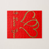 Goldene Herzen bei der Liebe Puzzle (Horizontal)