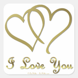 Goldene Herzen bei der Liebe Quadratischer Aufkleber
