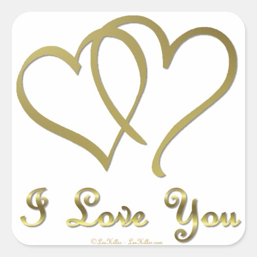Goldene Herzen bei der Liebe Quadratischer Aufkleber (Vorderseite)