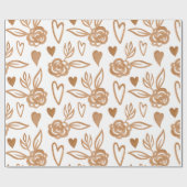 Goldene Herzen, Blume und Blätter Geschenkpapier (Flach)