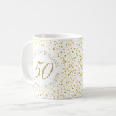 Goldene Herzen Confetti zum 50. Hochzeitstag Kaffeetasse (Vorderseite Links)