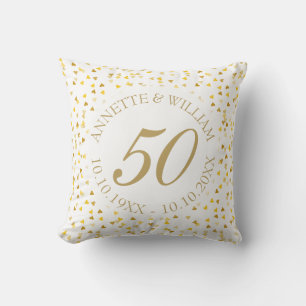Goldene Herzen Confetti zum 50. Hochzeitstag Kissen