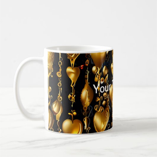 Goldene Herzen der Liebe Kaffeetasse (Links)