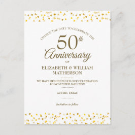 Goldene Herzen des 50. Jahrestags ändern das Datum Ankündigungspostkarte