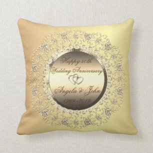 Goldene Herzen Diamanten 50. Hochzeitstag Kissen