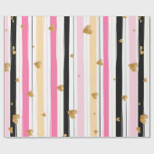 Goldene Herzen farbenfroh handgefertigte Streifen Geschenkpapier (Flach)