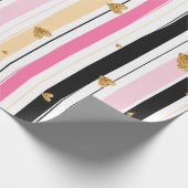 Goldene Herzen farbenfroh handgefertigte Streifen Geschenkpapier (Ecke)