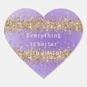 Goldene Herzen funkeln purpurfarbener Glitter-Zita Herz-Aufkleber