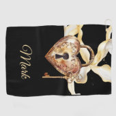 Goldene Herzen für Golfer am Valentinstag Golfhandtuch (Horizontal)