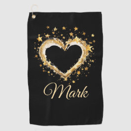 Goldene Herzen für Golfer an der Valentinstag-LIEB Golfhandtuch