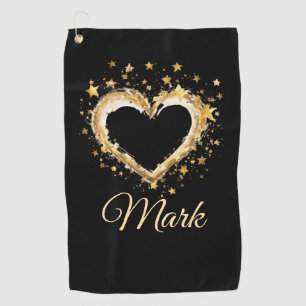 Goldene Herzen für Golfer an der Valentinstag-LIEB Golfhandtuch