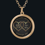 Goldene Herzen - Goldenes Jubiläum Vergoldete Kette<br><div class="desc">Elegante goldene Herzen und goldene glitzernde Zahlen. 50. Hochzeitstag</div>