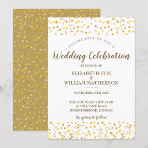 Goldene Herzen Hochzeitseinladung Einladung