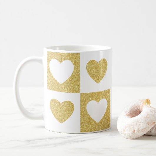 Goldene Herzen Kaffeetasse (Mit Donut)
