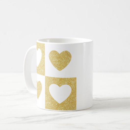 Goldene Herzen Kaffeetasse (Vorderseite Links)