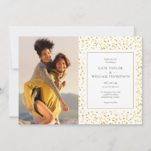 Goldene Herzen Konfetti Fotos Hochzeit Einladung