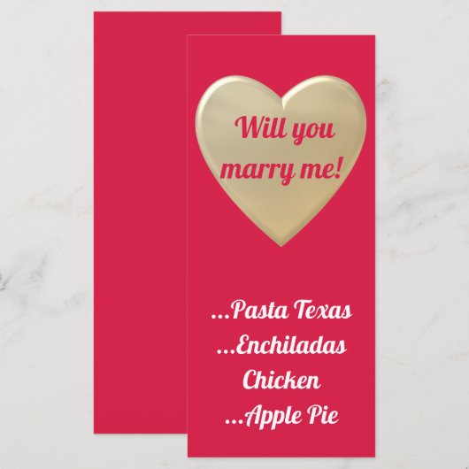 goldene Herzen Menükarte (Vorne/Hinten)