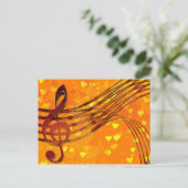 Goldene Herzen mit einem Metallic Treble Clef und Postkarte (Stehend Vorderseite)