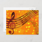 Goldene Herzen mit einem Metallic Treble Clef und Postkarte (Vorne/Hinten)