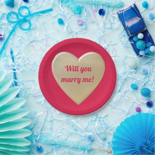 goldene Herzen Pappteller (Party)