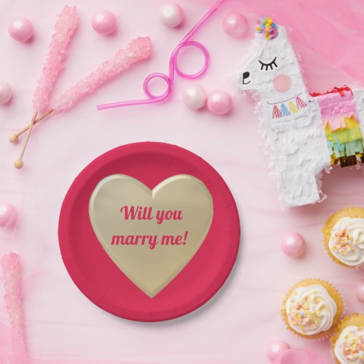 goldene Herzen Pappteller (Party)