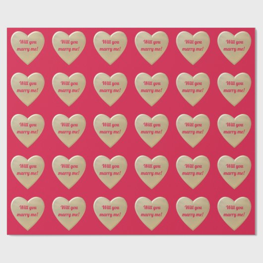 goldene Herzen, personalisiert Geschenkpapier (Flach)