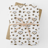 Goldene Herzen, Pom Poms, Megaphone Muster Geschenkpapier Set (Beispiel)