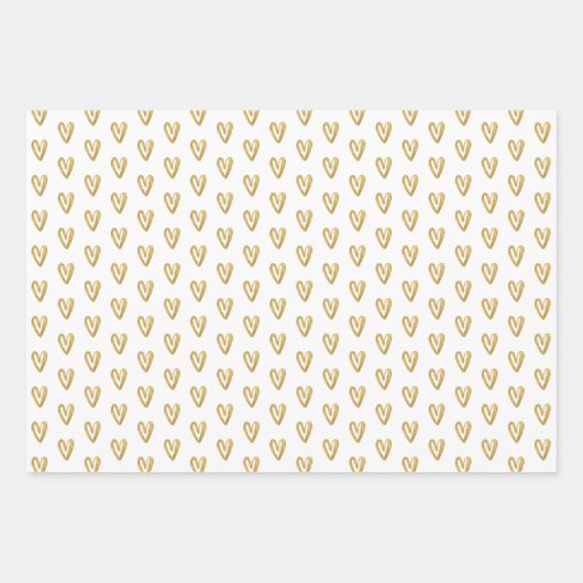 Goldene Herzen und Linien Geschenkpapier Set (Vorderseite 3)