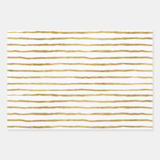 Goldene Herzen und Linien Geschenkpapier Set (Vorderseite)