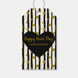 Goldene Herzen und schwarze Streifen Geschenkanhänger