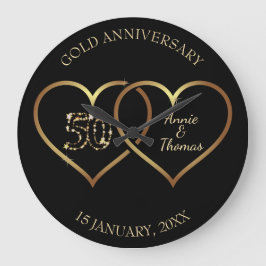 Goldene Herzen und Zahlen Große Wanduhr