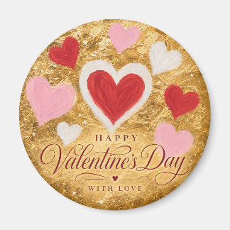 Goldene Herzen Valentinstag Funkeln Magnet