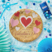 Goldene Herzen Valentinstag Funkeln Pappteller (Party)